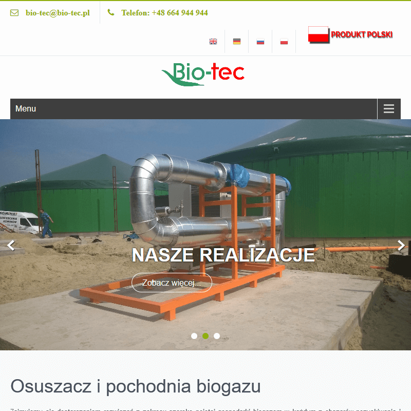 Systemy osuszania biogazu